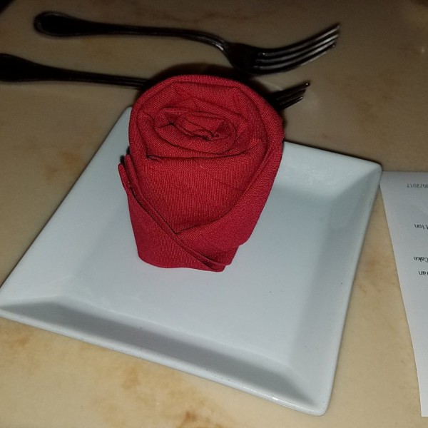 Rose Napkin Setup at Be Our Guest