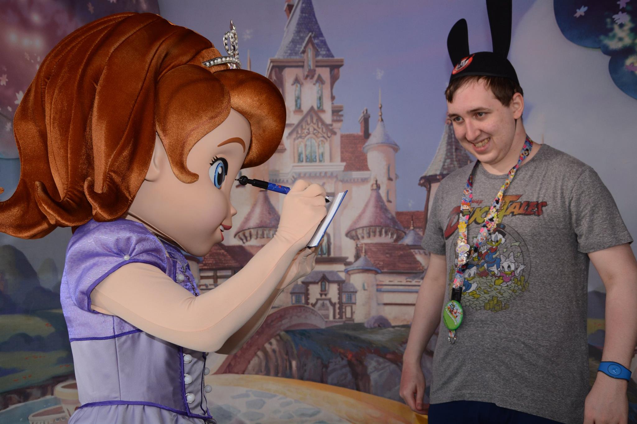 Sofia's signing my book